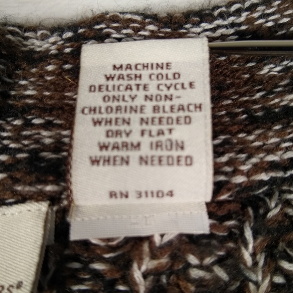 Kim Rogers Variegated Brown Knit Sweater Vest Open Front Button Neck Med Cotton - Picture 6 of 10